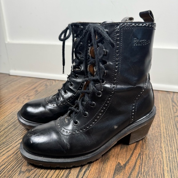 Early 1990s Vintage Dr. Martens 8146 Regina Black Leather Boots size UK6 US8 - Picture 4 of 11